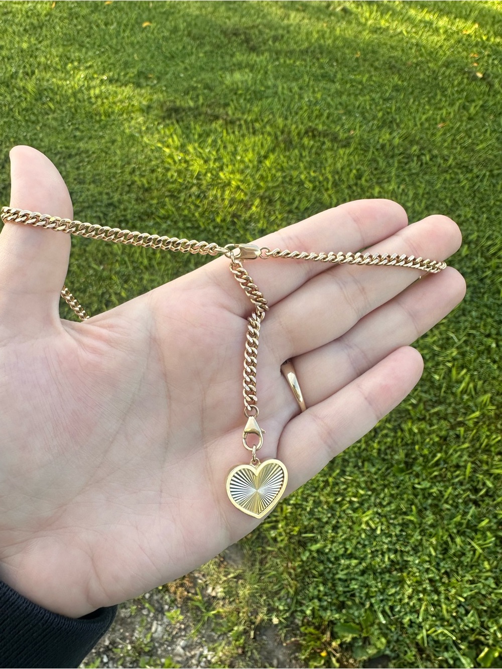 Solid yellow gold curb chain extender